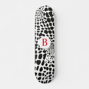 Skateboard Piel de animal en blanco y negro