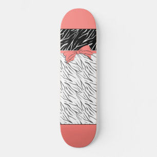 Skateboard Piel de cebra tigre blanco negro rayas de cuero ro