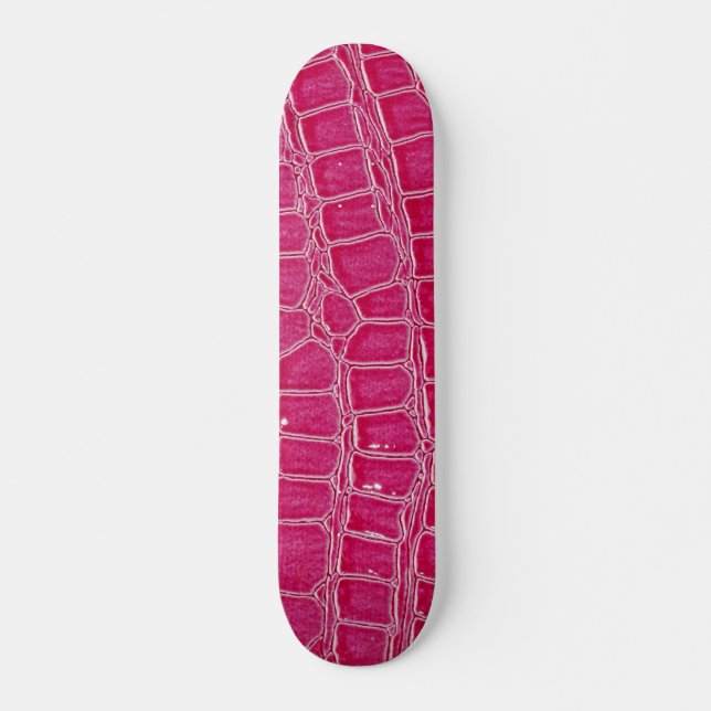 Skateboard Piel de cocodrilo rosado caliente Faux Mini Skateb (Anverso )