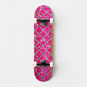 Skateboard Piel de serpiente rosa purpurina
