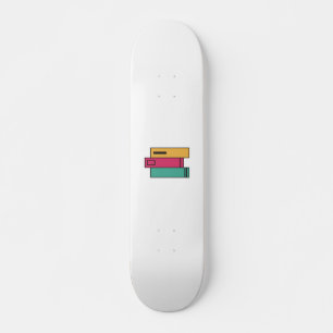 Skateboard pila de libros