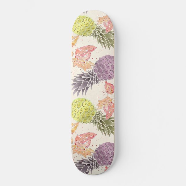 Skateboard Piña, pareja dulce, fruta, acuarela (Anverso)