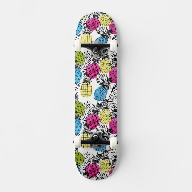 Skateboard Piñas y hojas de palma del arte pop (Anverso)