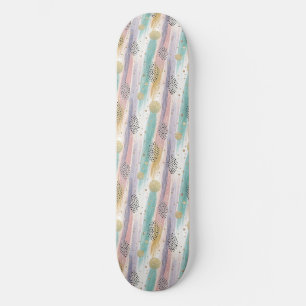 Skateboard Pincel Pastel y Resumen Geométrico Oro