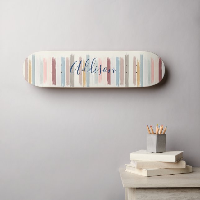 Skateboard Pinceladas de pastel personalizadas  (Arte de pared (horz))