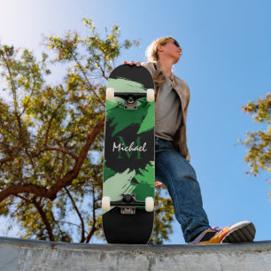 Skateboard Pinceles de color verde con monograma