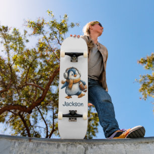 Skateboard Pingüino de fútbol de invierno personalizado para