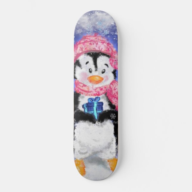 Skateboard Pingüino feliz - Navidades (Anverso)