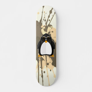 Skateboard Pingüino Genial Con Gafas De Sol Salpicadura De Pi
