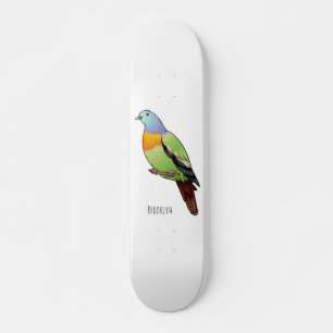 Skateboard Pink-necked green pigeon bird cartoon illustration