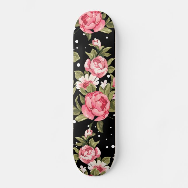 Skateboard Pink Puny Peonies (Anverso)