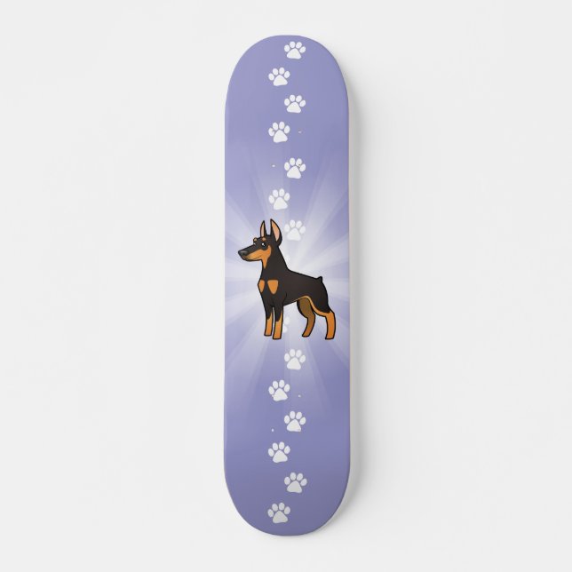 Skateboard Pinscher del Doberman del dibujo animado (oídos (Anverso )