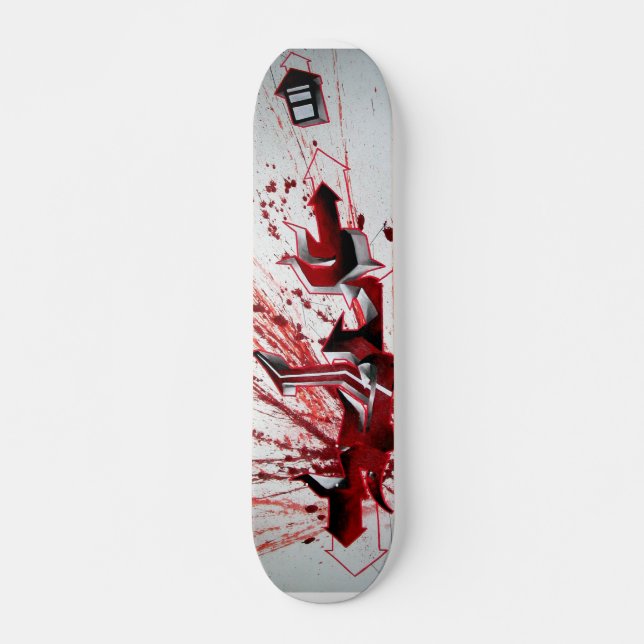 Skateboard Pintada del rojo de Schu (Anverso )