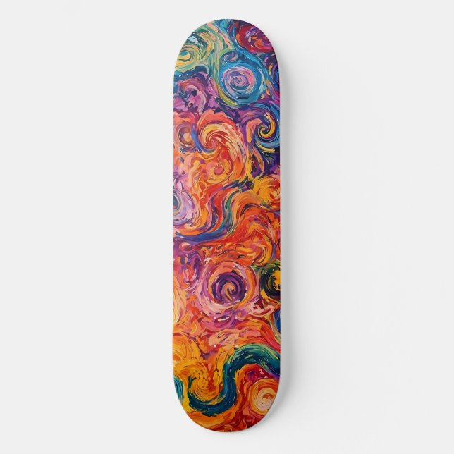 Skateboard Pintado de aceite de Swichedelic Swirls (Anverso)
