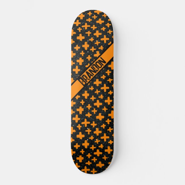 Skateboard Pintado más en Naranja con Nombre (Anverso)