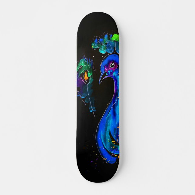 Skateboard Pintado Whimsical Peacock (Anverso )