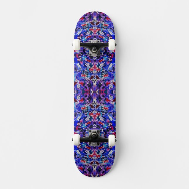 Skateboard Pintura abstracta azul linda (Anverso)