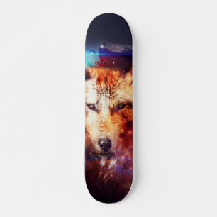 Skateboard Pintura abstracta del lobo