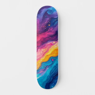 Skateboard Pintura abstracta fuego y hielo