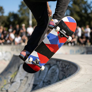 Skateboard Pintura abstracta moderna   estética azul roja neg