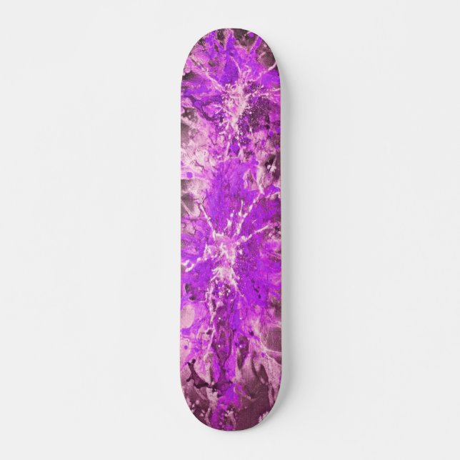 Skateboard Pintura abstracta | splattergrung rosa (Anverso )