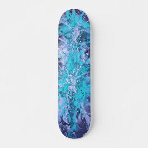Skateboard Pintura abstracta splattergrunge azul