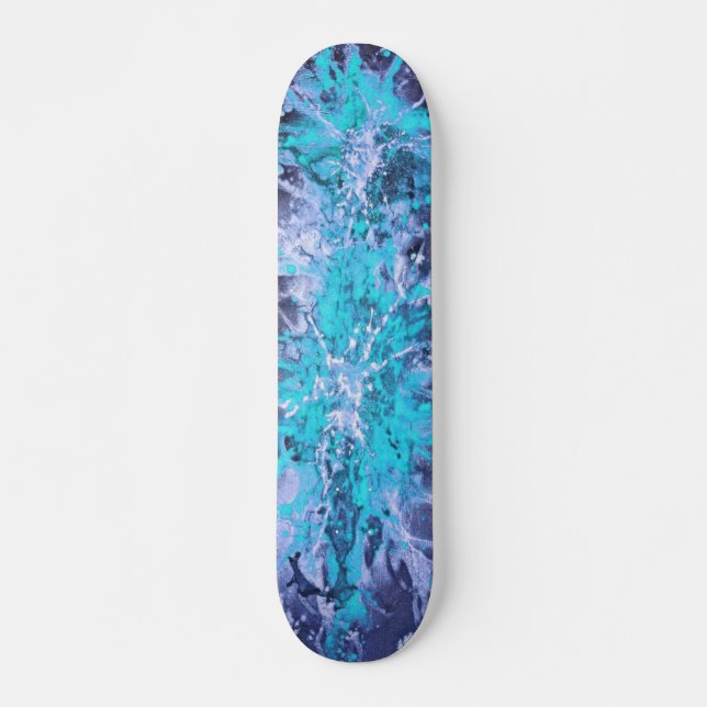 Skateboard Pintura abstracta | splattergrunge azul (Anverso )
