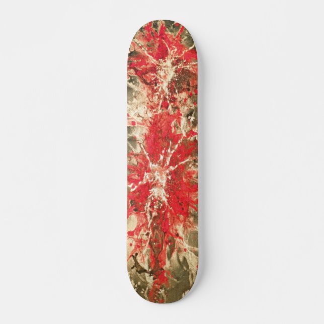 Skateboard Pintura abstracta | splattergrunge rojo (Anverso )