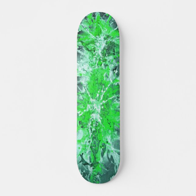 Skateboard Pintura abstracta | splattergrunge verde (Anverso )