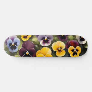 Skateboard Pintura acuarela de tonos amarillos y morados