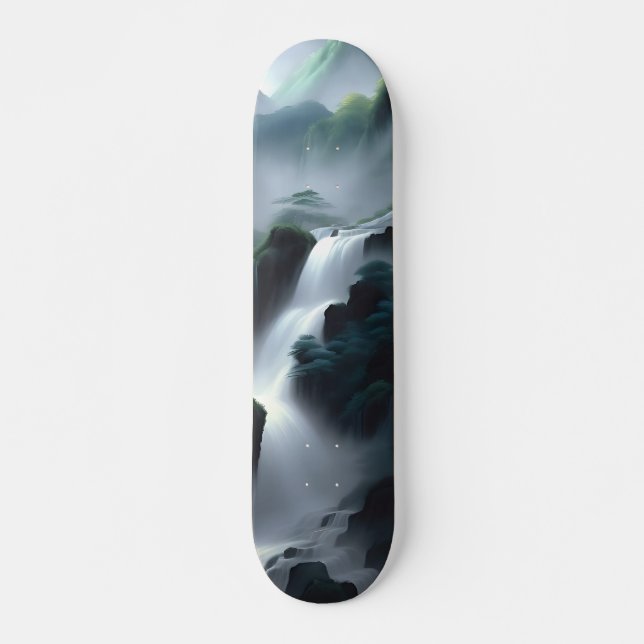 Skateboard Pintura China De Una Cascada (Anverso )