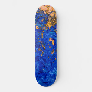 Skateboard Pintura de acrílico amarillo dorado con cobalto az