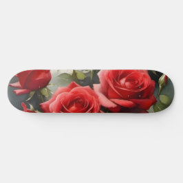 Skateboard pintura de acuarela de rosas rojas bonitos