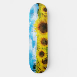 Skateboard Pintura de girasoles