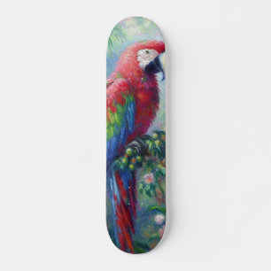 Skateboard Pintura de Impresionismo de Flores de Selva de Ave