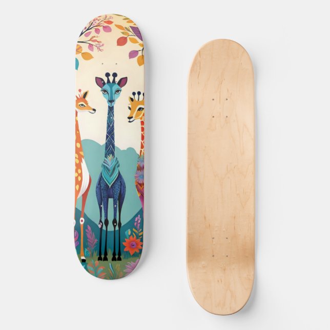 Skateboard Pintura de jirafas (Anverso)