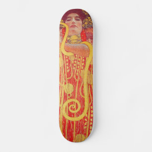 Skateboard Pintura de mujer roja con serpiente de oro de Gust