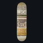 Skateboard Pintura de patrón tribal contemporáneo<br><div class="desc">Un cuadro tribal contemporáneo que mezcla el cemento con lo abstracto. Colores de capas múltiples de paneles uno al lado del otro,  contando una historia compleja. ¡Esto sería un gran regalo para un ser querido!</div>