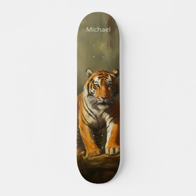Skateboard Pintura De Un Tigre (Anverso )