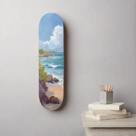 Skateboard Pintura del océano de la bahía de la playa de Cape