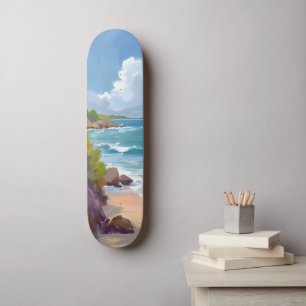 Skateboard Pintura del océano de la bahía de la playa de Cape
