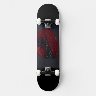 Skateboard Pintura digital de una noche iluminada por la luna