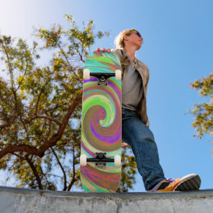 Skateboard Pintura en líquido con remolinos de colores fresco