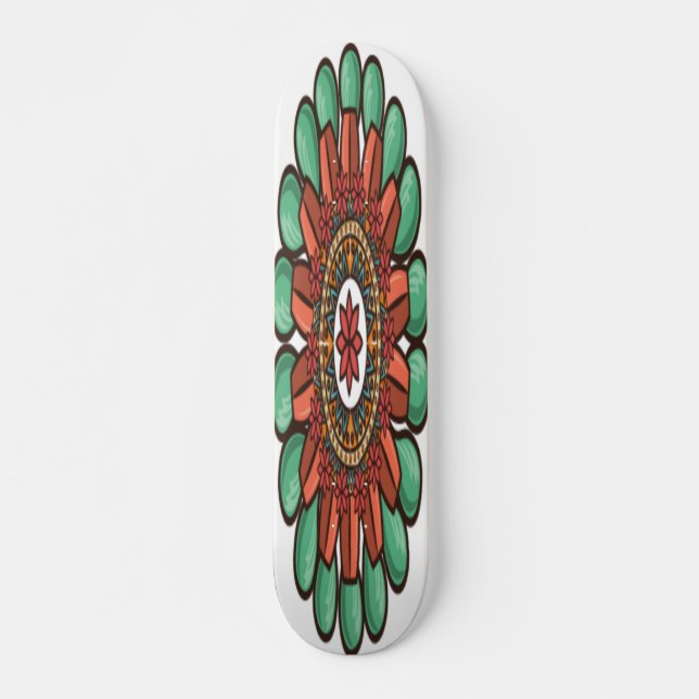 Skateboard Pintura floral decorativa (Anverso )