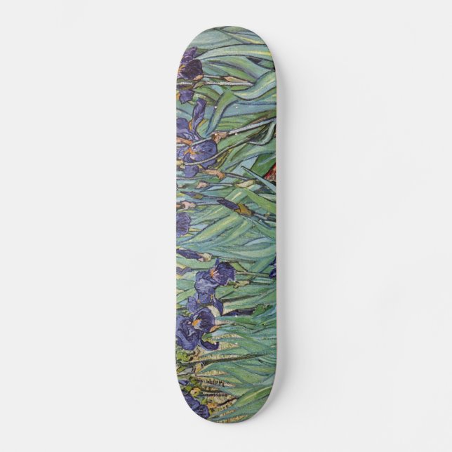 Skateboard Pintura impresionista de Van Gogh Irises (Anverso)