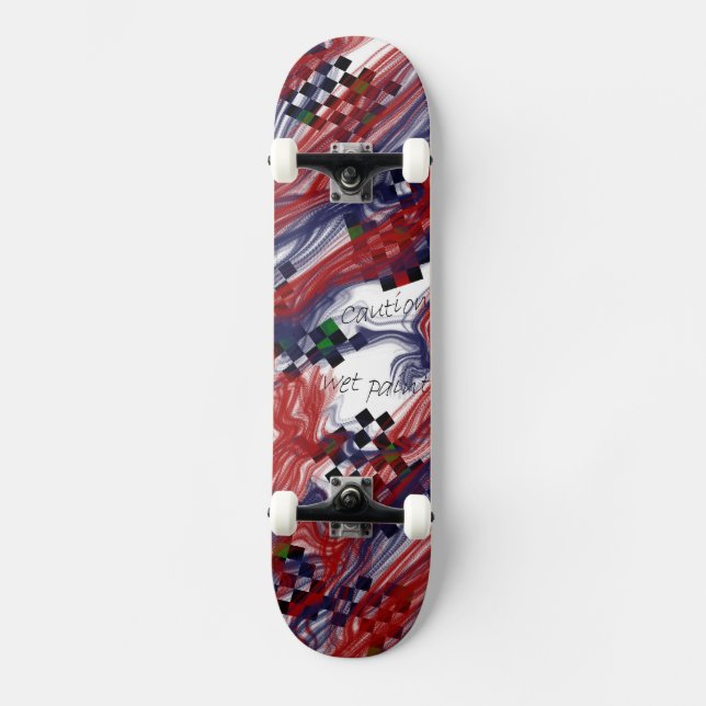 Skateboard Pintura mojada de la precaución - refresqúese y el (Anverso)