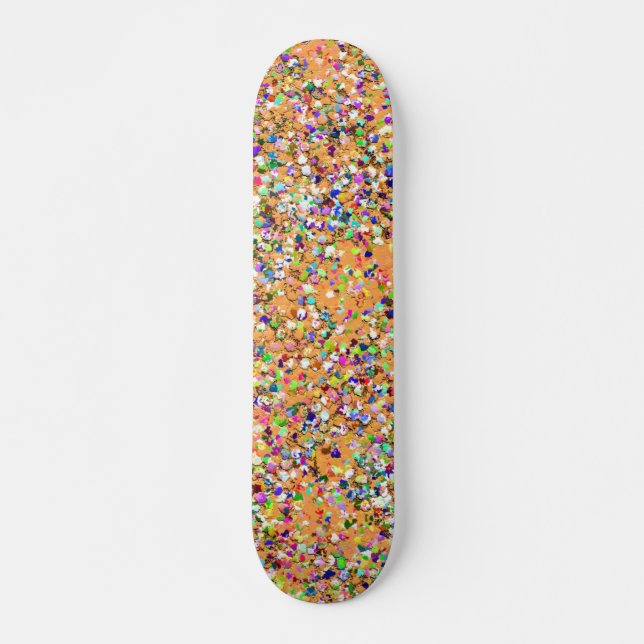 Skateboard Pintura multicolor de moda Purpurina gruesa #2 (Anverso )