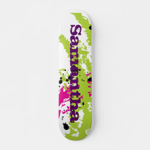 Skateboard Pintura verde rosa Splash Tinta vieja escuela de e