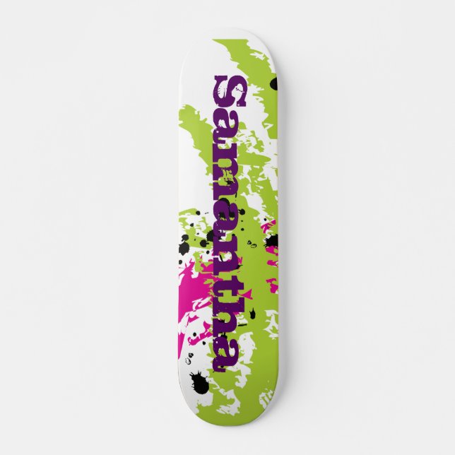 Skateboard Pintura verde rosa Splash Tinta vieja escuela de e (Anverso )