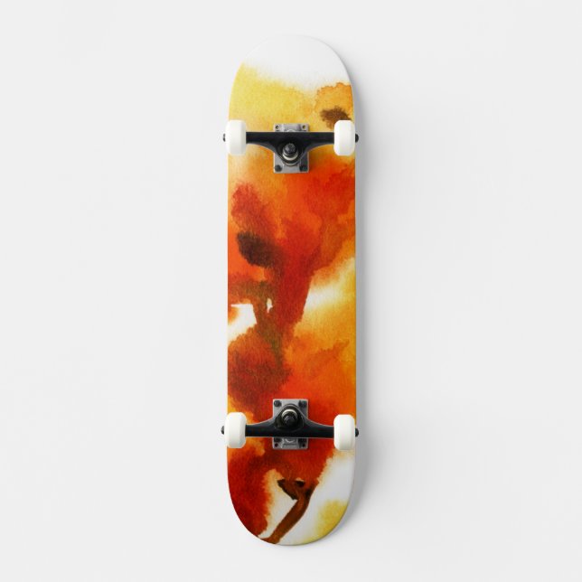 Skateboard Pinturas florales abstractas 2 de la acuarela (Anverso)